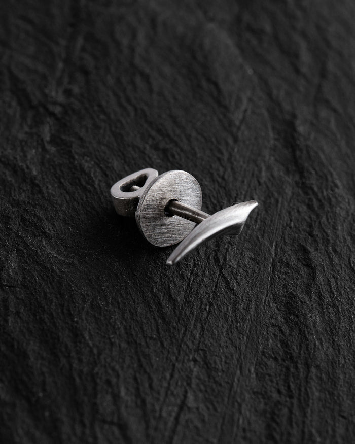 Silver single earring FANG