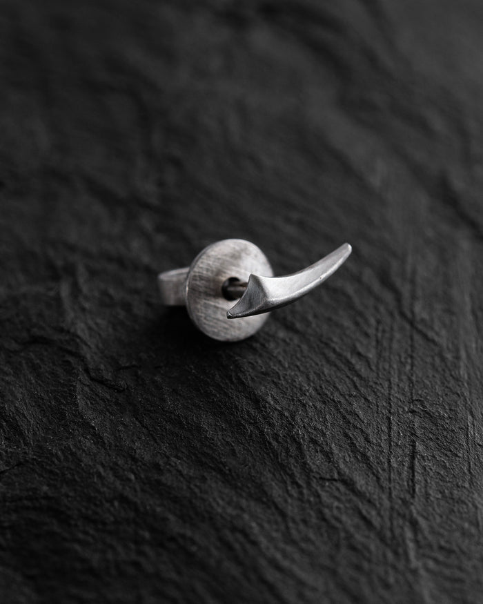 Silver single earring FANG
