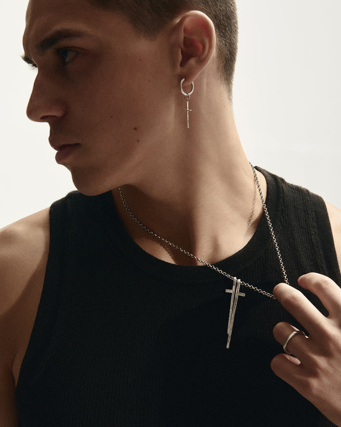 Silver single earring INNER DUALITY