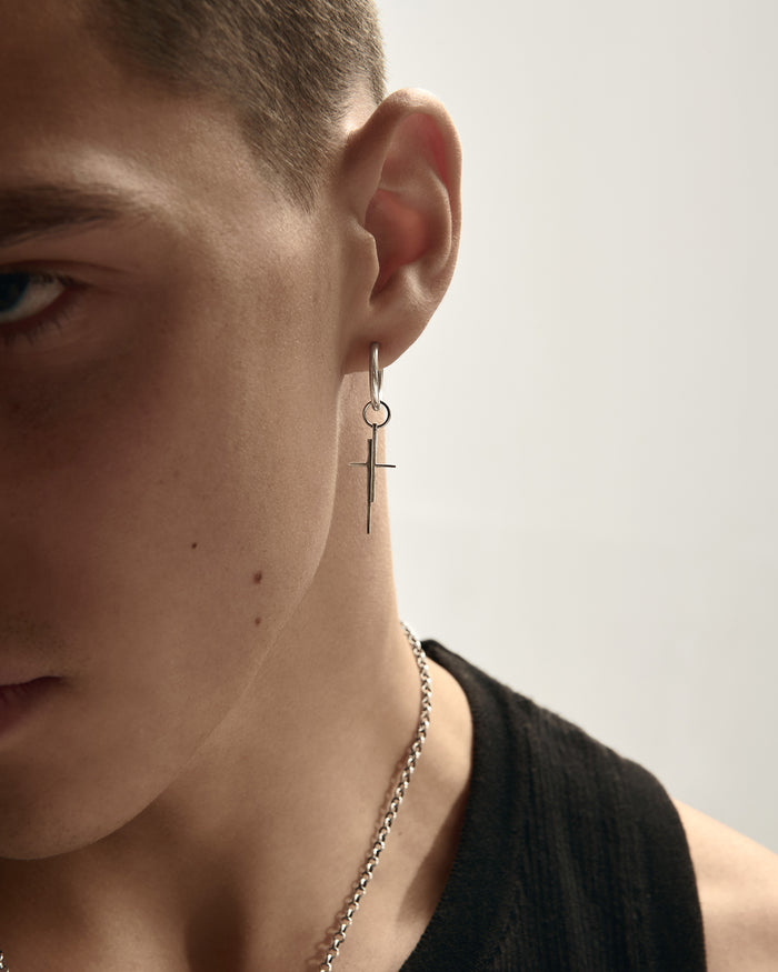 Silver single earring INNER DUALITY