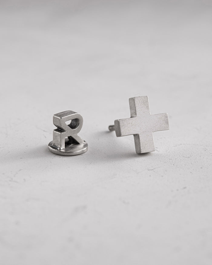 Silver single earring STAVROS