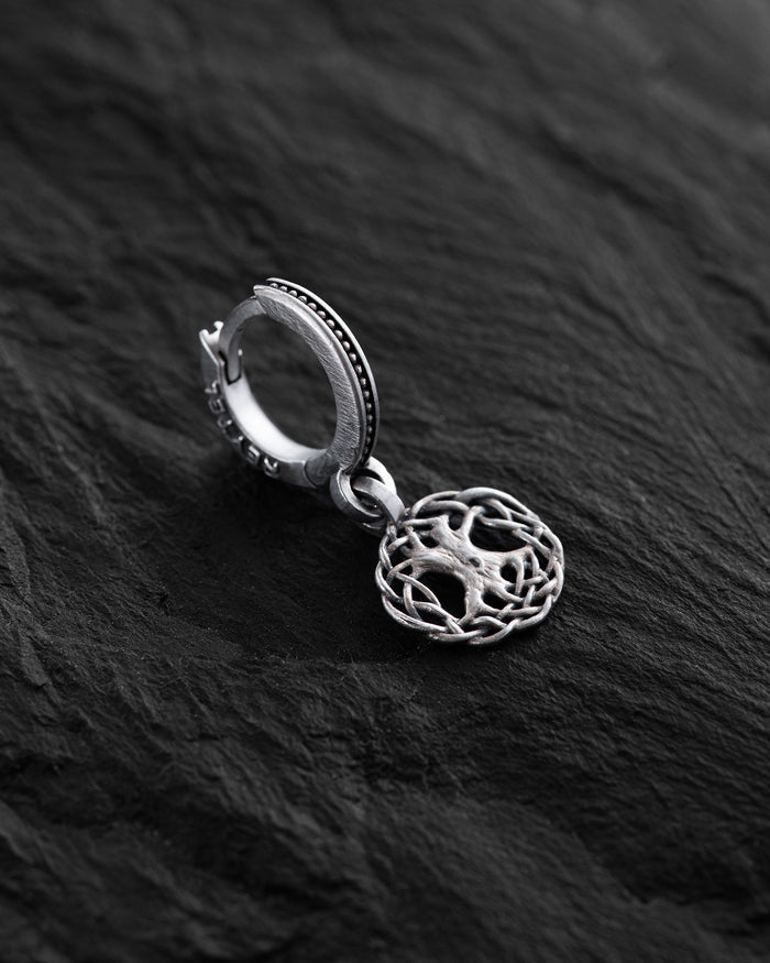 Silver single earring YGGDRASIL TREE OF LIFE