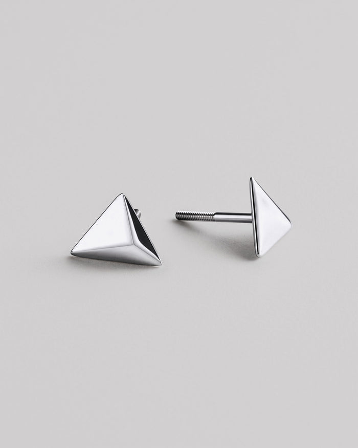 Silver stud earrings PYRAMID