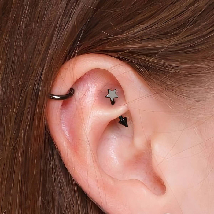 Star Curved Titanium Eyebrow Ring