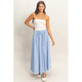 Striped Strapless Flowy Midi Dress
