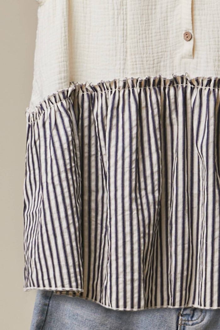 Striped Tiered Button Sleeveless Top
