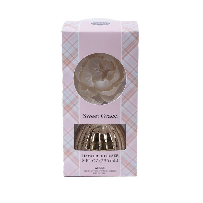 Sweet Grace Plaid Flower Diffuser | Metallic Vessel