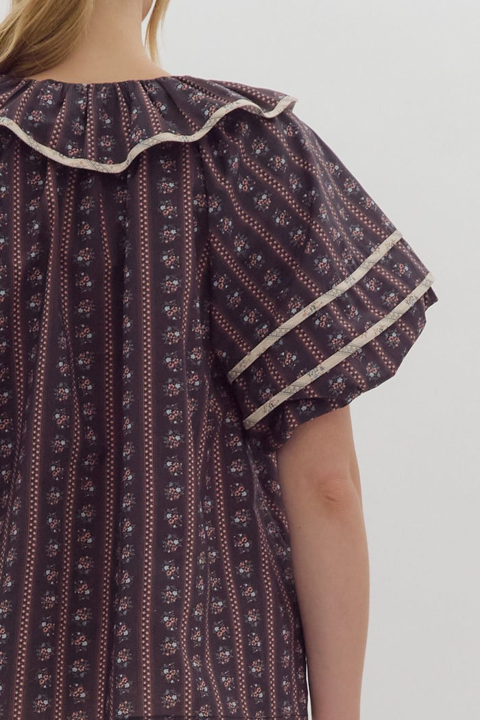 Take A Stroll Ruffled Top by Entro*Final Sale