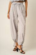 Textured Drawstring Hem Barrel Pants