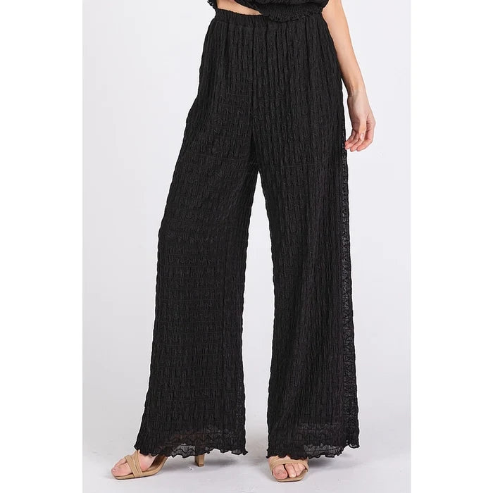 Textured Stretchy Crop Tank and Pants Set for Women