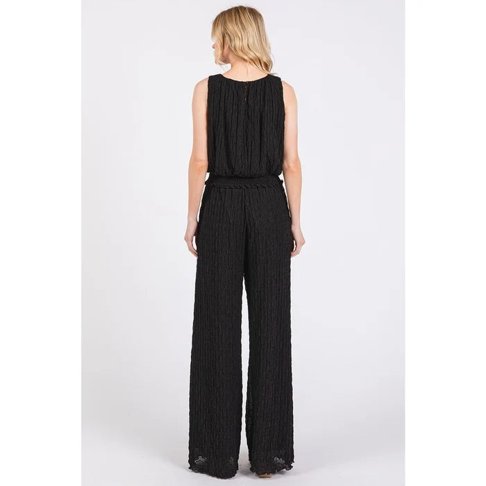Textured Stretchy Crop Tank and Pants Set for Women