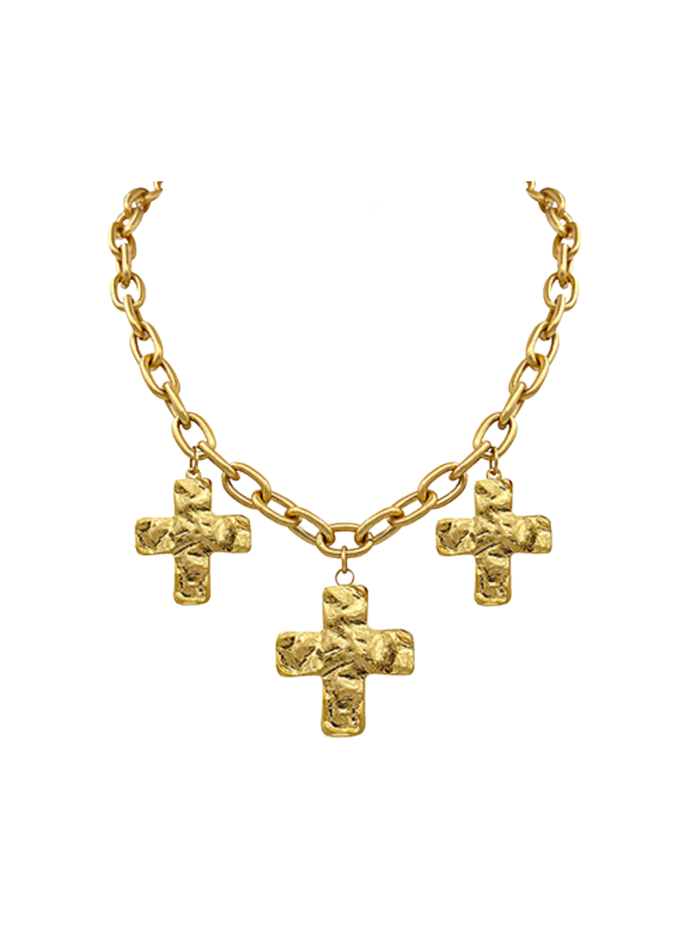 Three Golden Crosses Necklace