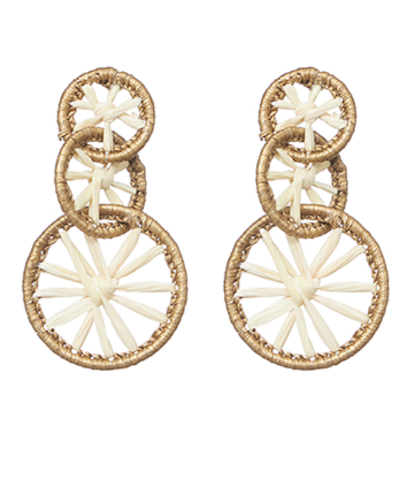 Three Raffia Circle Earrings