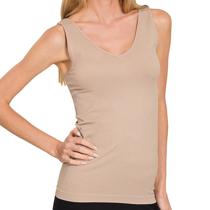 U or V Neck Two-Way Seamless Tank Top for Women