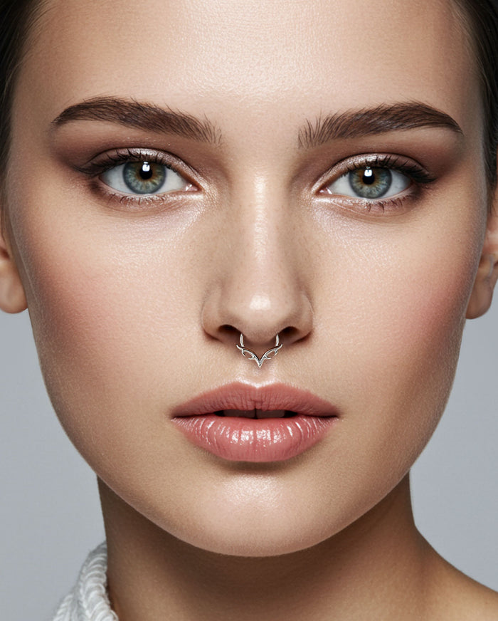 V-Crest septum piercing