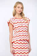 Wavy Chevron Pattern Open Knit Sweater Top & Skirt *Sold Separately