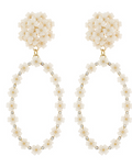 White Cluster Floral Dangle Earrings