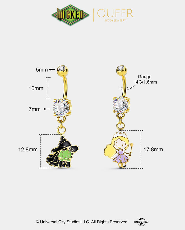 WICKED × OUFER Flat Elphaba & Glinda Dangle Belly Ring